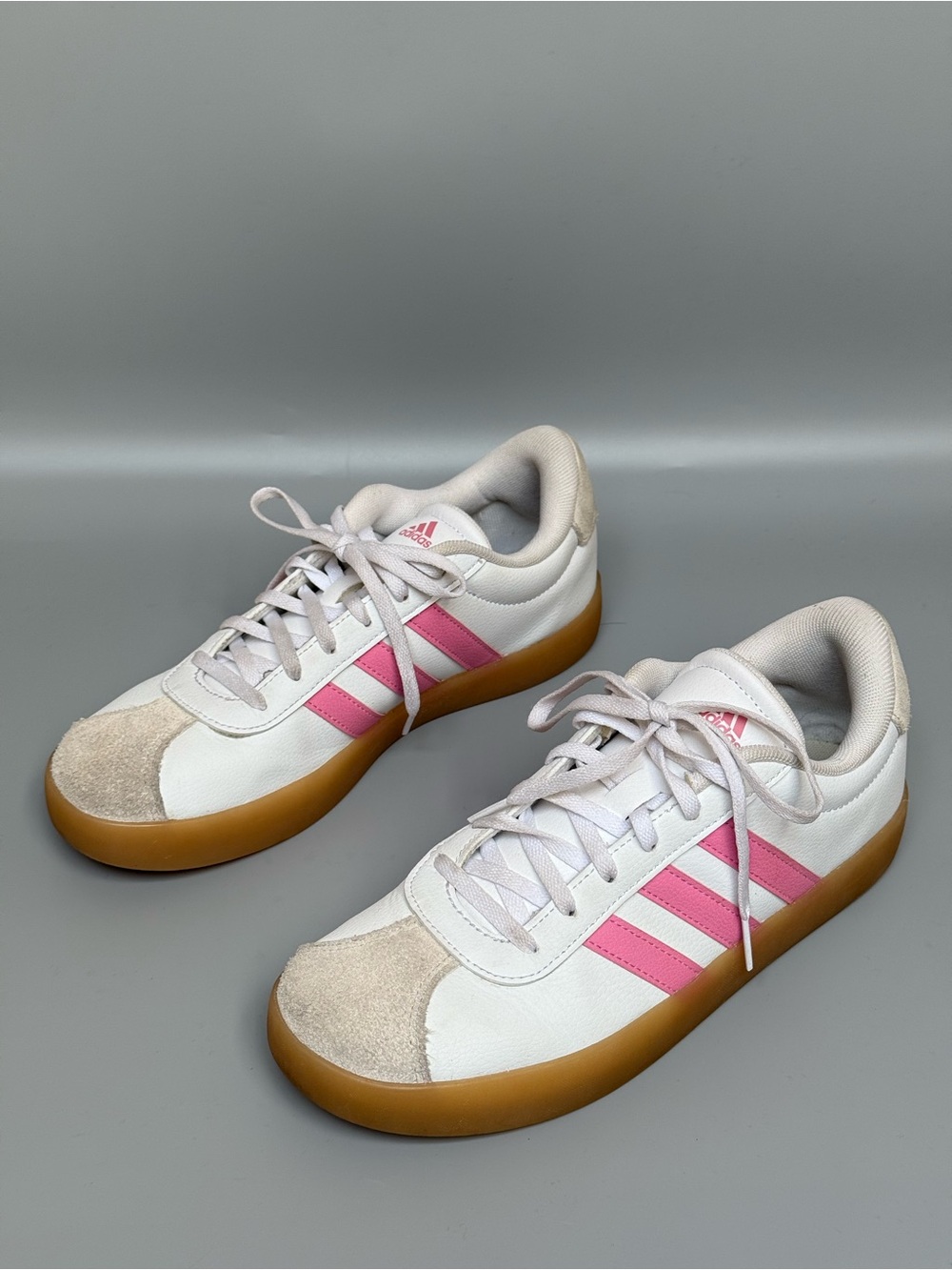 adidas VL Court 3.0 Sneakers Pink Stripes Gum Sole US 7